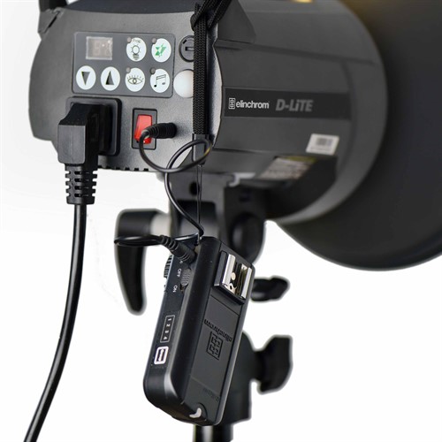 Connected to a studio flash