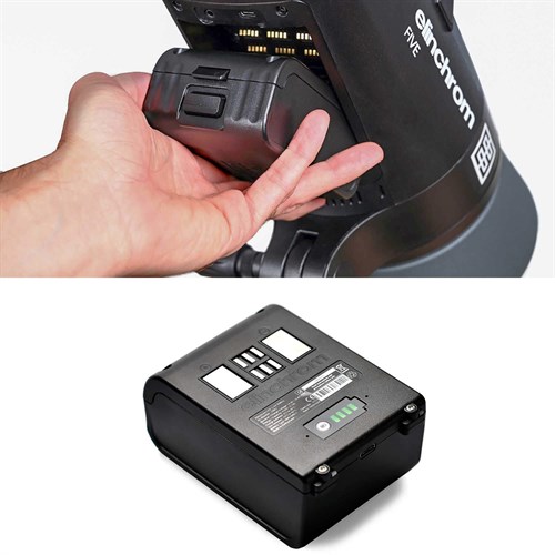 The battery is removable and can be charged separately.